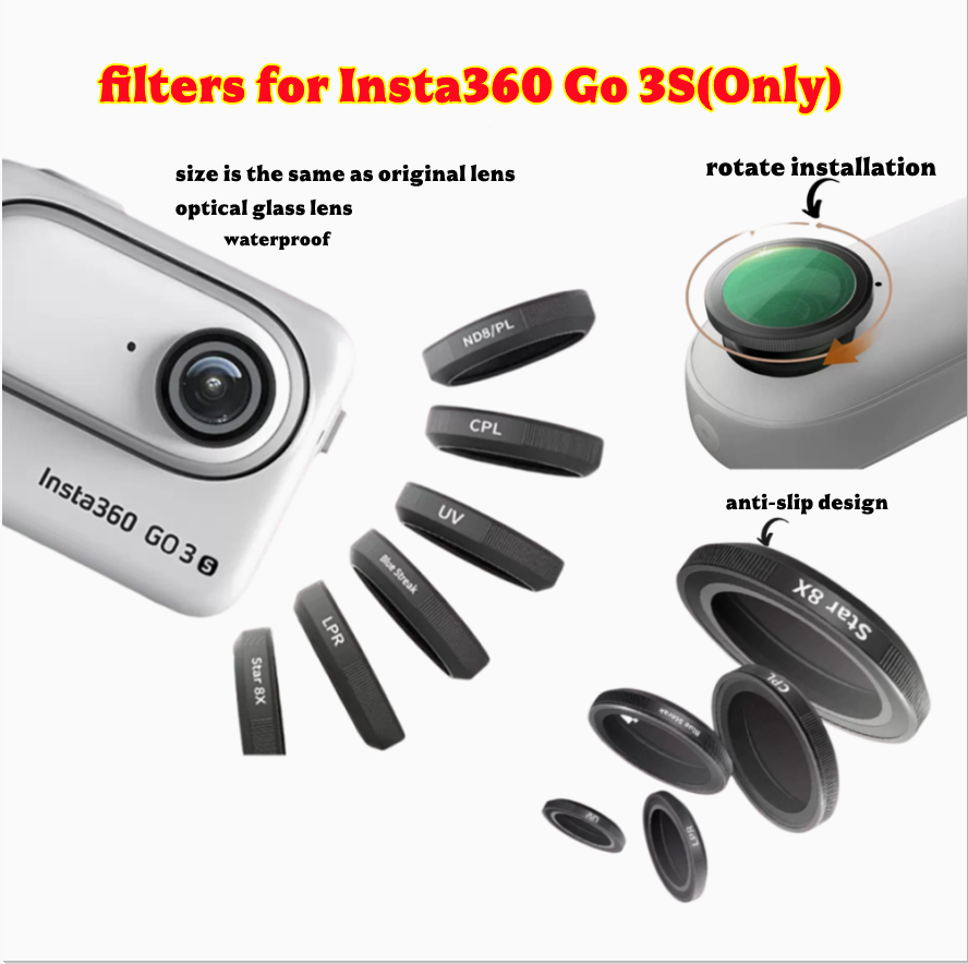 Insta360 Camera Go 3 - Optische Glaslinsenfilter für Insta360 GO 3S