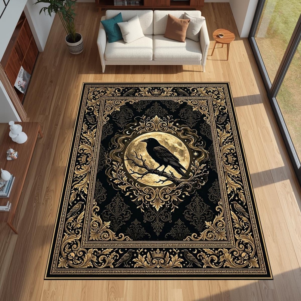 Electronics Repair Desk - Gothic Golden Raven Full Moon Print
