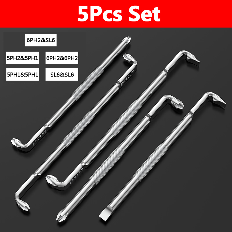 Pentalobe Screwdriver Set - BROPPE Z-Typ-Schraubendreher, L-förmiger 90-Grad-rechtwinkliger Winkelbogen, Kreuzschlitz/Schlitz,